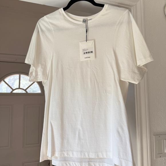 TOTEME Curved Seam Tee Shirt White Large NWT - Picture 5 of 5